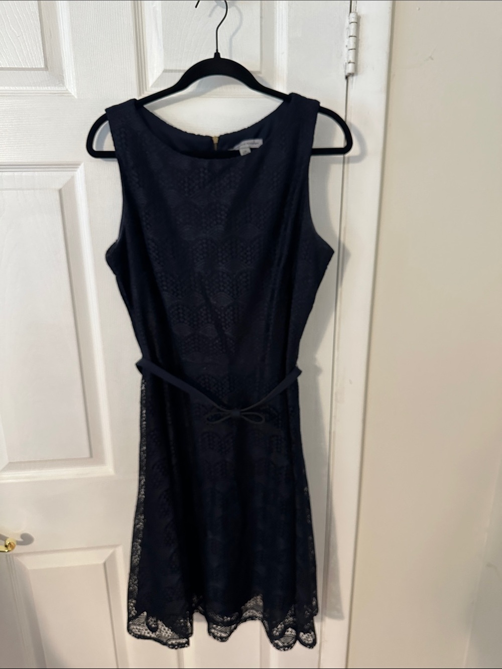 Danny & Nicole Sleeveless Navy Lace Fit & Flare Dress